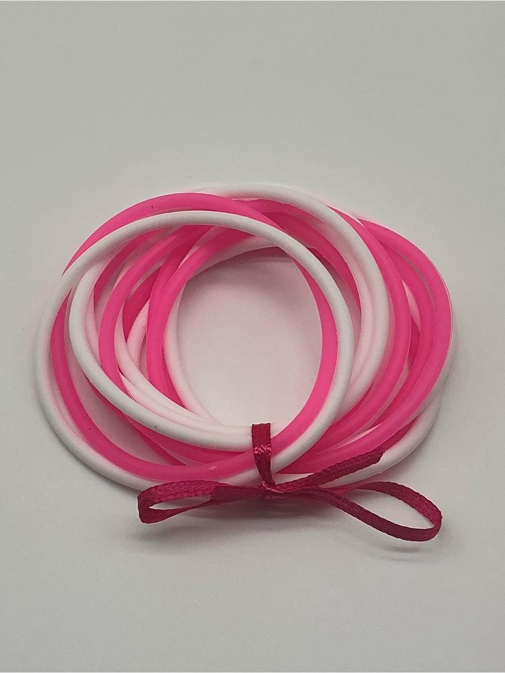 Set of 12 Pink and White Jelly Bracelets